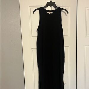 LOFT Black Sleeveless Ribbed Dress